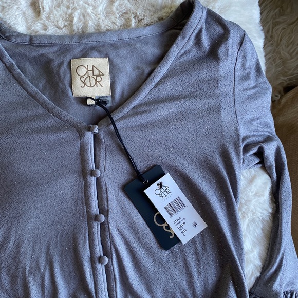 NWT Chaser Tiered Peplum Glitter Bodysuit - Picture 3 of 7